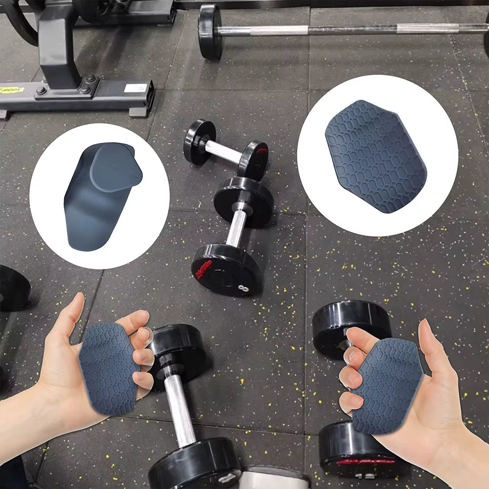Failed loading image:
Hands showing how to wear the silicone gym grip-pad